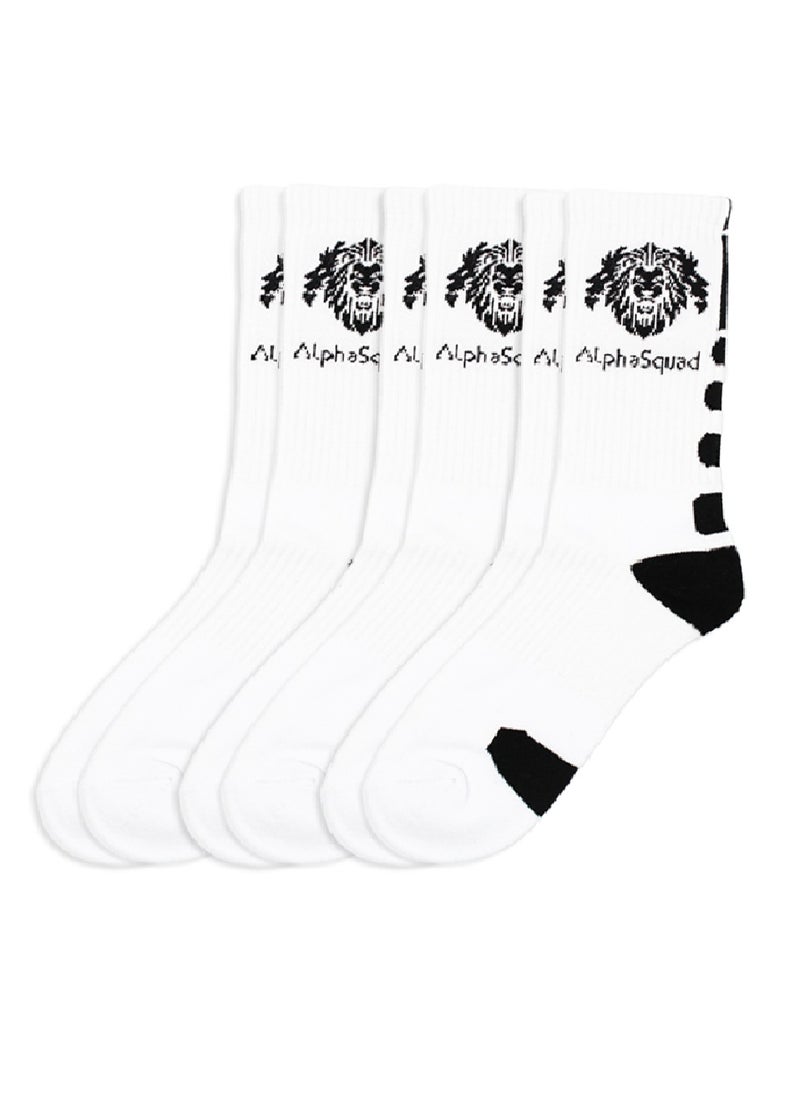 AlphaSquad AlphaSquad Unisex Solid Cotton Cushion Comfort Crew Socks, White Pack of 3 (Free Size)  - Image 1