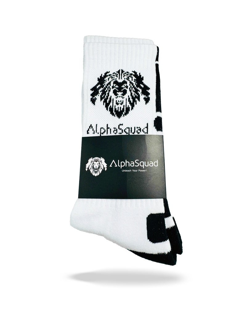AlphaSquad AlphaSquad Unisex Solid Cotton Cushion Comfort Crew Socks, White Pack of 3 (Free Size)  - Image 2