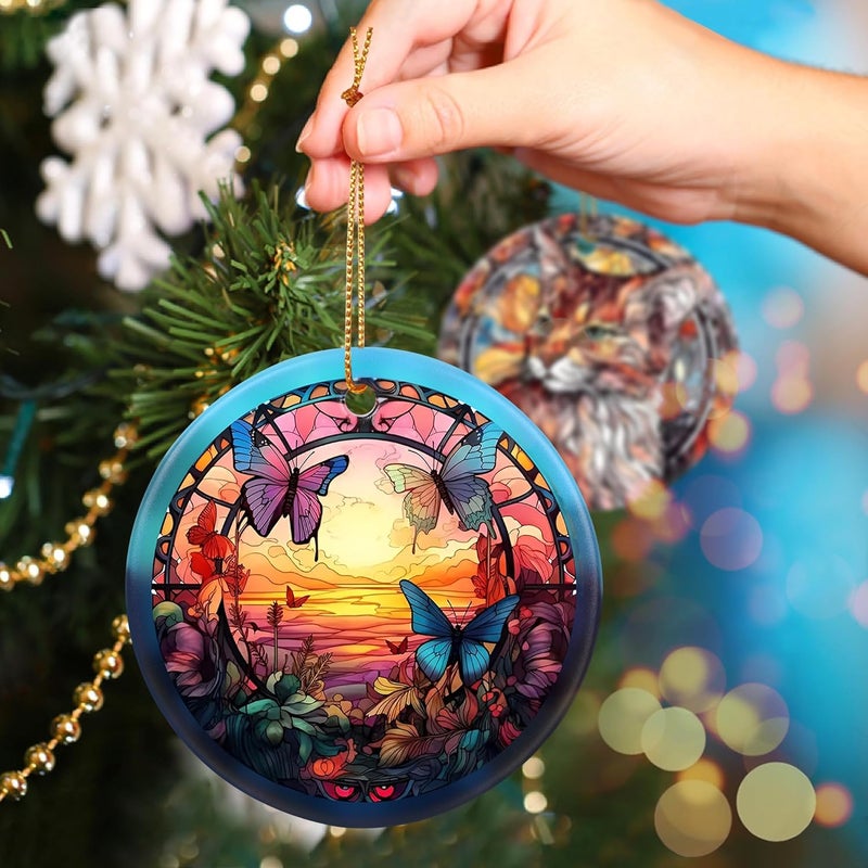 Touber Christmas Ornament, Christmas Decoration, Holiday Present Idea, Heirloom Keepsake, Round Ceramic, Gift Exchange, Gift Idea, Butterfly - Image 5