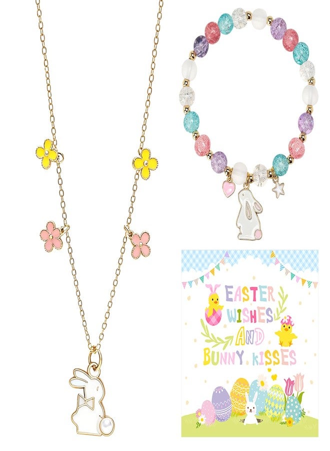 BTPIEL Easter Bracelets Necklaces Basket Stuffers Bunny Egg Fillers Easter Gift for Women - Image 1