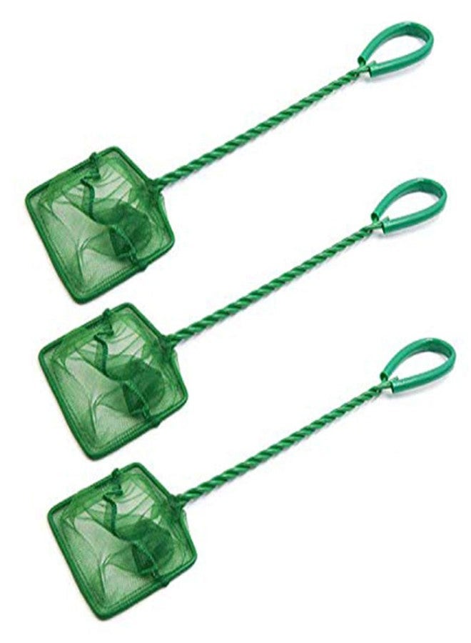 XMHF 3pcs 6" Wide Spiral Handle Metal Frame Fish Tank Nylon Fish Catch Net Aquarium Wire Nylon Mesh Fish Quick Catch Landing Net Green - Image 1