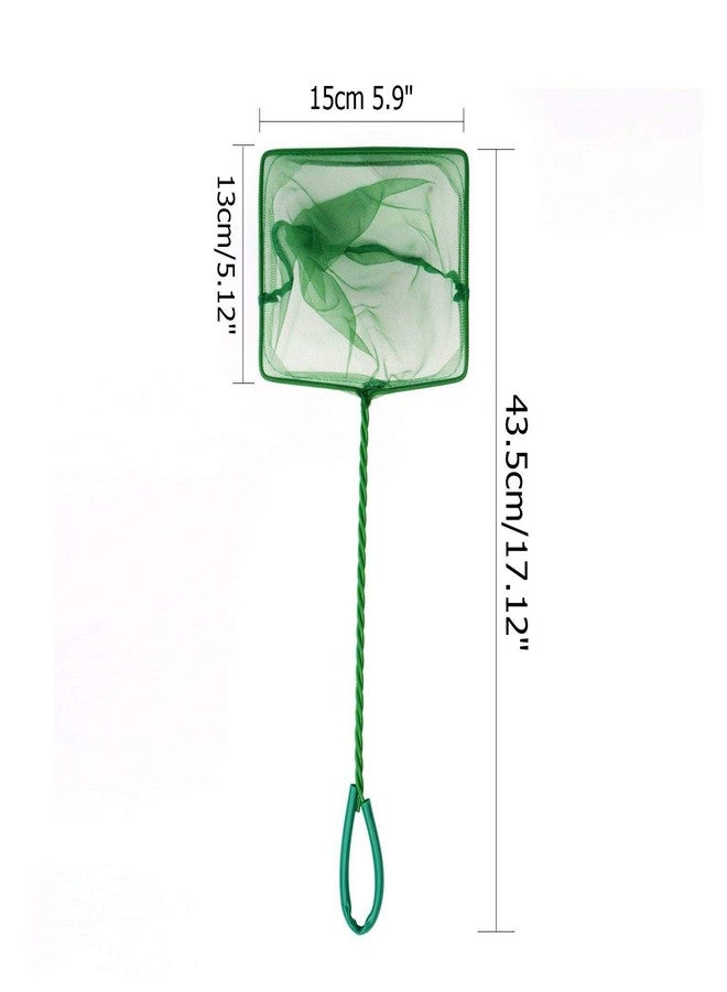 XMHF 3pcs 6" Wide Spiral Handle Metal Frame Fish Tank Nylon Fish Catch Net Aquarium Wire Nylon Mesh Fish Quick Catch Landing Net Green - Image 2