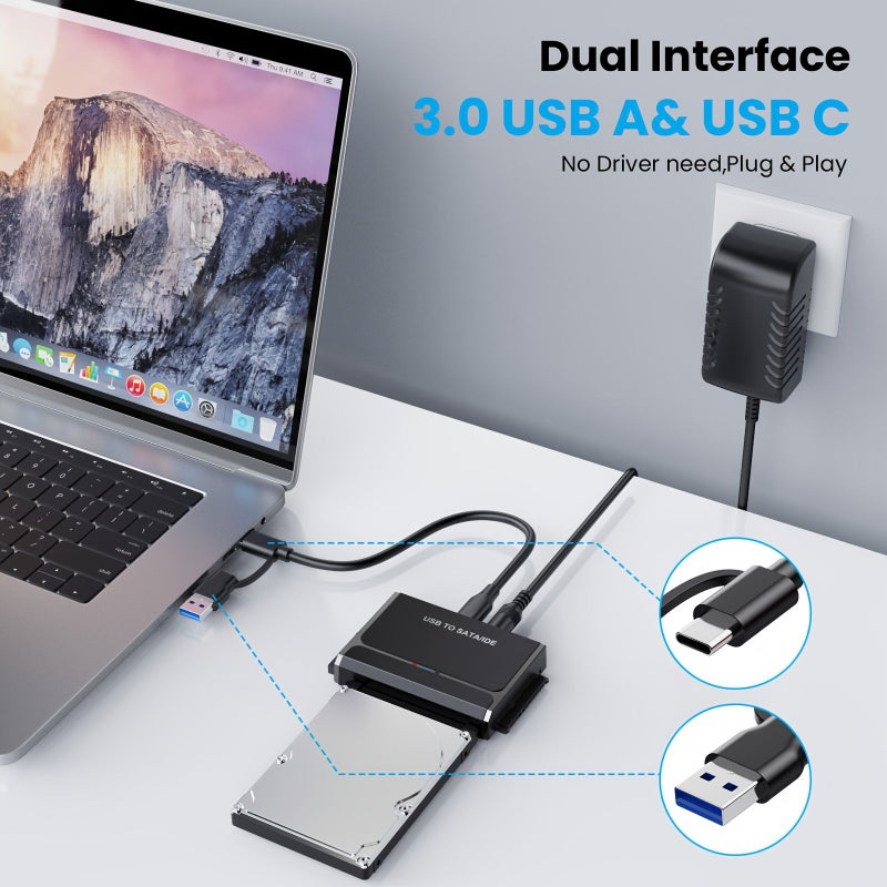 Hard Drive Reader USB 3 0 To SATA IDE Adapter Black IDE SATA To USB Type C External Data Recovery Converter Kit For 2 5 3 5 HDD SSD Hard Drive Disk - Image 4