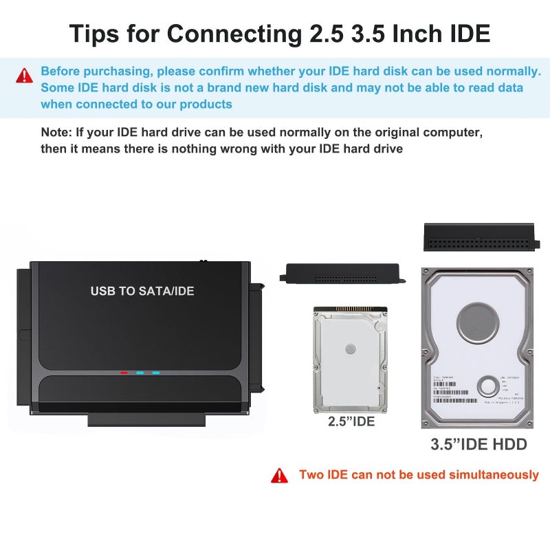 Hard Drive Reader USB 3 0 To SATA IDE Adapter Black IDE SATA To USB Type C External Data Recovery Converter Kit For 2 5 3 5 HDD SSD Hard Drive Disk - Image 3