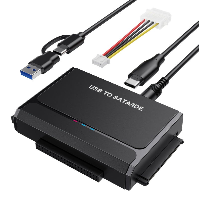 Hard Drive Reader USB 3 0 To SATA IDE Adapter Black IDE SATA To USB Type C External Data Recovery Converter Kit For 2 5 3 5 HDD SSD Hard Drive Disk - Image 5
