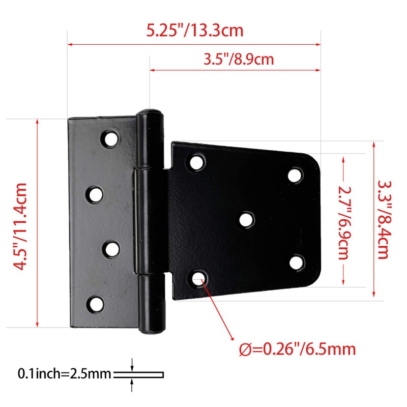 Yaegoo 3.5-Inch Shed Hinges Square Barn Door Heavy Duty Gate Hinges, Black (6 Pack, Screws Included) - Image 2