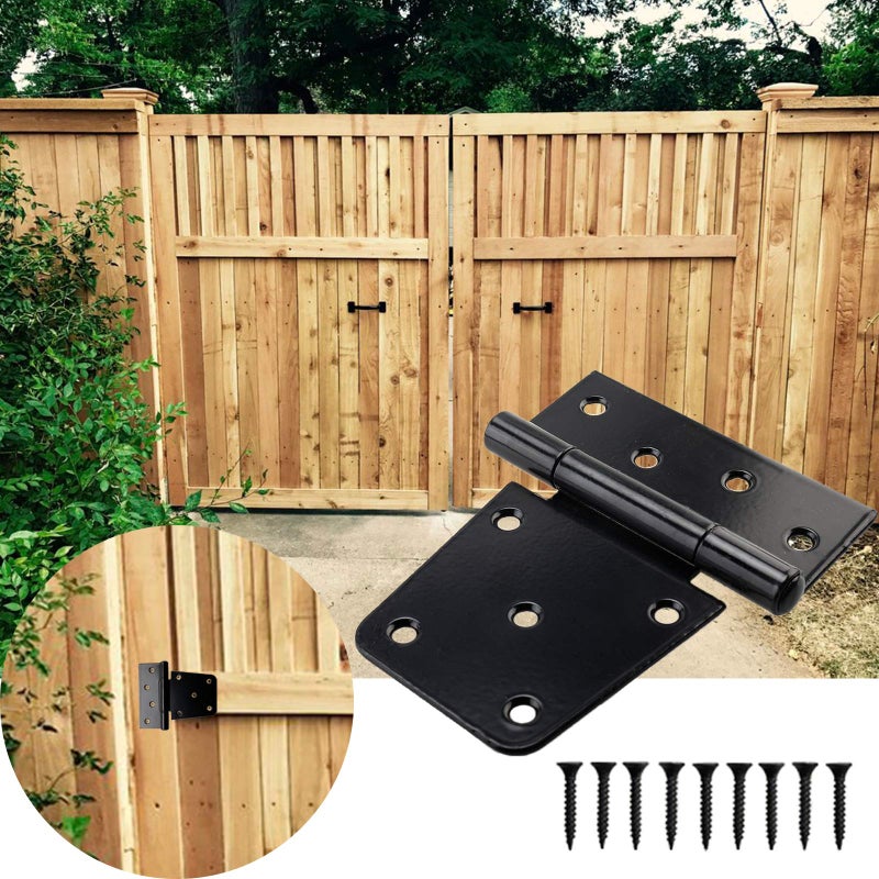 Yaegoo 3.5-Inch Shed Hinges Square Barn Door Heavy Duty Gate Hinges, Black (6 Pack, Screws Included) - Image 3