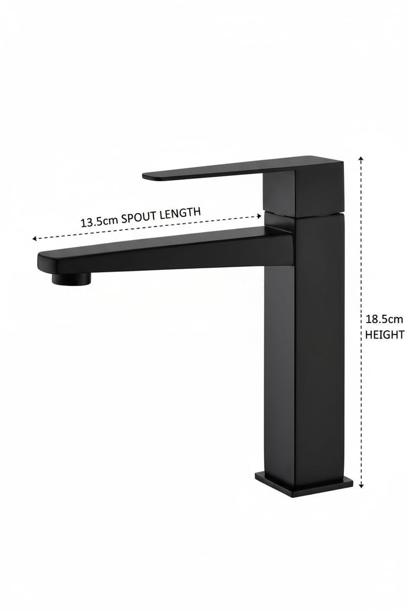 Carnival SS-304 8" Inches Matte Black Pillar Cock Tap for Wash Basin | 8" inch Square Cold Water Wash Basin Pillar Tap with Black Matte Finish for Washbasin | Table Mount/Deck Mount Installation Type - Image 4