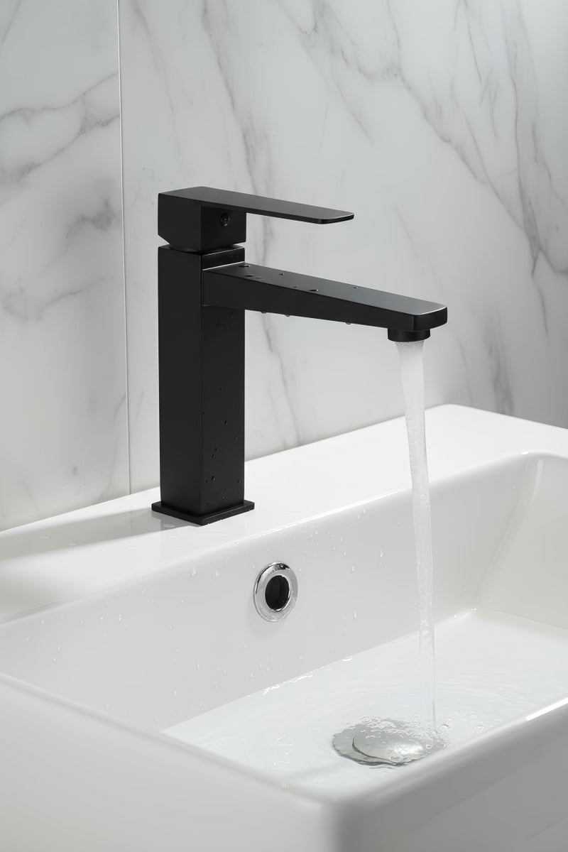 Carnival SS-304 8" Inches Matte Black Pillar Cock Tap for Wash Basin | 8" inch Square Cold Water Wash Basin Pillar Tap with Black Matte Finish for Washbasin | Table Mount/Deck Mount Installation Type - Image 3