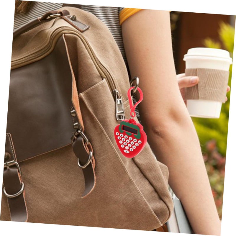 2pcs Strawberry Fruit Shape Keychain Calculator Mini Portable Digital Calculator For School Office And Daily Use - Image 5