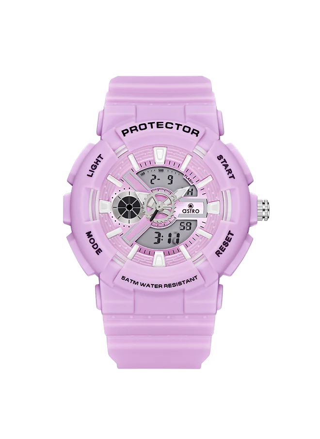 أسترو Kids Analog-Digital Display Watch With Light Purple Polyurethane Strap - A23818-PPVV