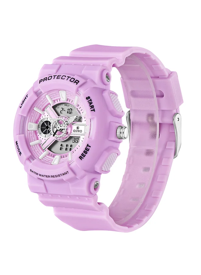 أسترو Kids Analog-Digital Display Watch With Light Purple Polyurethane Strap - A23818-PPVV