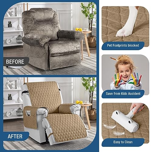 TAOCOCO 100% Waterproof Recliner Cover - Recliner Cover with Non-Slip Granule, Recliner Chair Covers with Elastic Band, Recliner Chair Covers for Reclining Chair (Camel,Small-22'') - Image 4