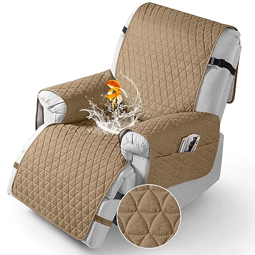 TAOCOCO 100% Waterproof Recliner Cover - Recliner Cover with Non-Slip Granule, Recliner Chair Covers with Elastic Band, Recliner Chair Covers for Reclining Chair (Camel,Small-22'') - Image 1