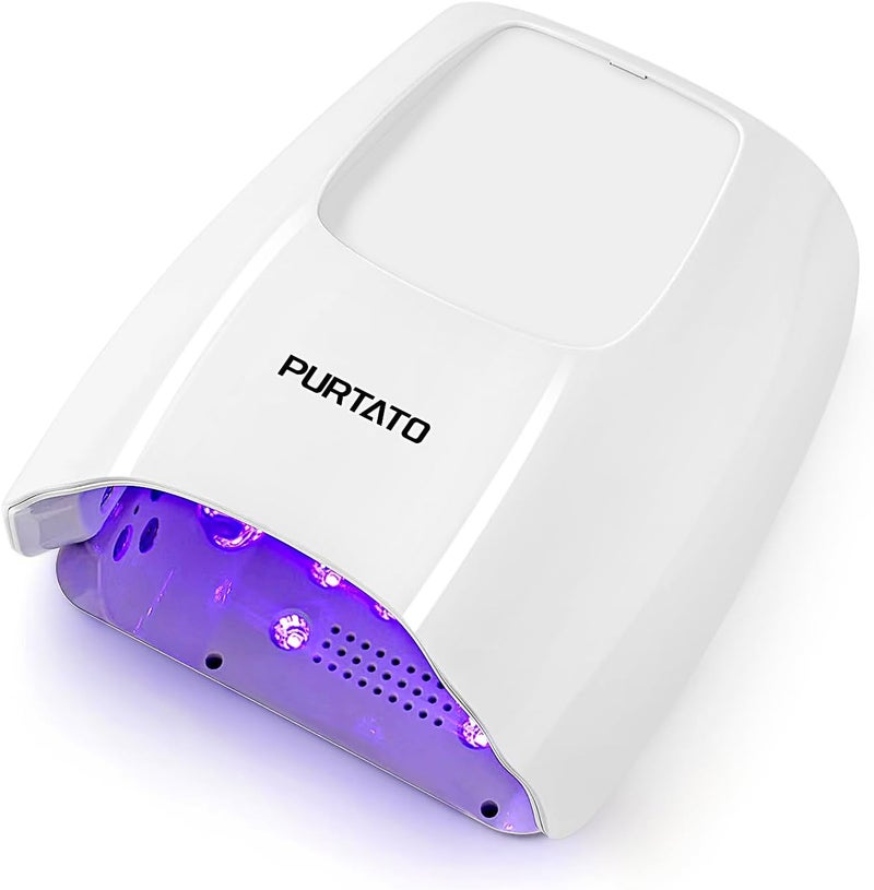Purtato Professional Cordless Rechargeable UV LED Nail Lamp with 4 Timer Setting and 126W High Power Quick Drying Nail Dryer(White)