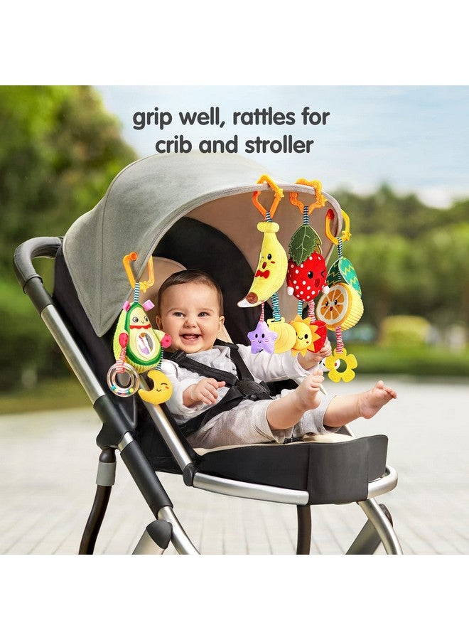 TUMAMA Baby Toys For 3 6 9 12 Months,Hanging Fruit Rattles Avocado,Banana,Orange And Strawberry,Stroller Mobile Toys,Plush Soft Rattles For Boys,Girls Christmas Gifts,4 Pack - Image 3
