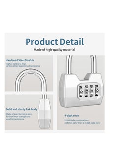 Excefore 4 Digit Combination Lock Outdoor, Heavy Duty Locker Lock, Combination Lock for Locker, Waterproof Combo Lock for Gym Locker, Hasp Storage, Shed, Fence, Gate, Silver  - Image 2