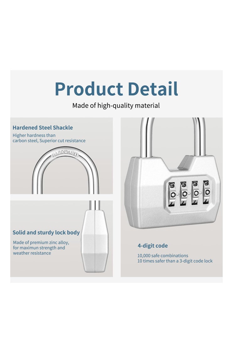 Excefore - 4 Digit Combination Lock Outdoor, Heavy Duty Locker Lock, Combination Lock for Locker, Waterproof Combo Lock for Gym Locker, Hasp Storage, Shed, Fence, Gate, Silver - Image 1