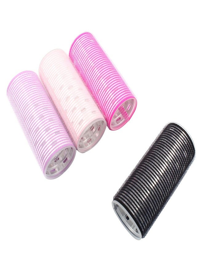 Coufce 4 Pcs Hair Curlers Rollers 2 Inch Self Grip Holding Rollers Aluminium Core Curler Roller Hairdressing Curler for Long Medium Short Thick Fine Hair Volume（Rose Red, Light Pink, Purple, Black） - Image 1