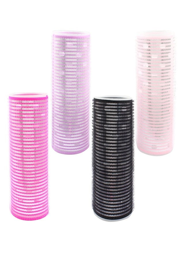 Coufce 4 Pcs Hair Curlers Rollers 2 Inch Self Grip Holding Rollers Aluminium Core Curler Roller Hairdressing Curler for Long Medium Short Thick Fine Hair Volume（Rose Red, Light Pink, Purple, Black） - Image 4