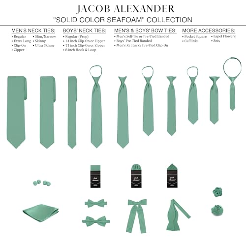 Jacob Alexander Solid Color Men's Regular Tie - Seafoam - Image 5