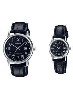 CASIO ساعة زوجية بسوار من الجلد الأسود MTP/LTP-V002L-1BUDF  - Image 4