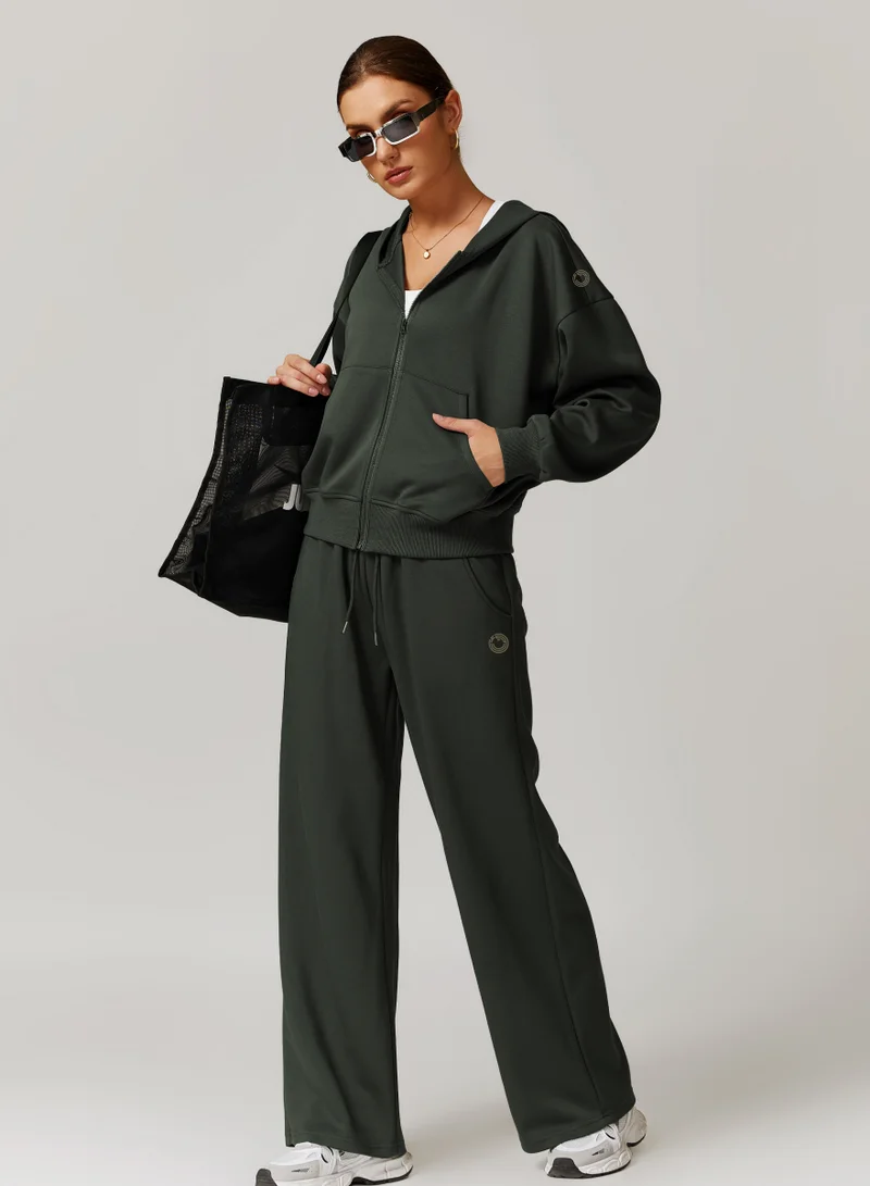 Womens Mid Waist Oversized Wide Leg Joggers