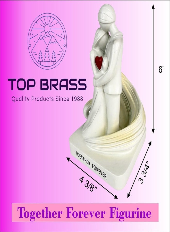 Top Brass Together Forever Loving Couple Figurine - 6” Embracing Couple Statue with Red Heart - Ideal Romantic Gift for Wedding, Anniversary, Engagement or Valentine’s Day - Image 2