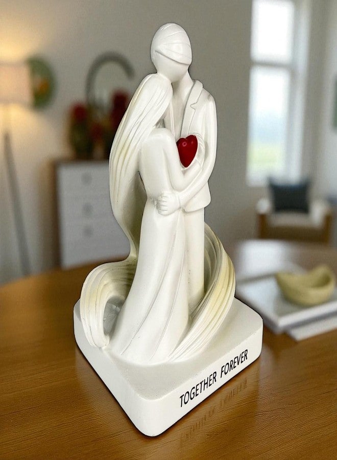Top Brass Together Forever Loving Couple Figurine - 6” Embracing Couple Statue with Red Heart - Ideal Romantic Gift for Wedding, Anniversary, Engagement or Valentine’s Day - Image 3