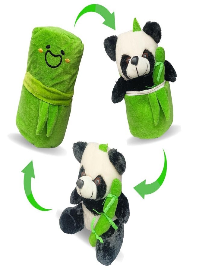 Synlark Funky Plushie Cute Soft Toy Bamboo Tube Panda Stuffed Animal Toy Birthday Gift (Green) - Image 3