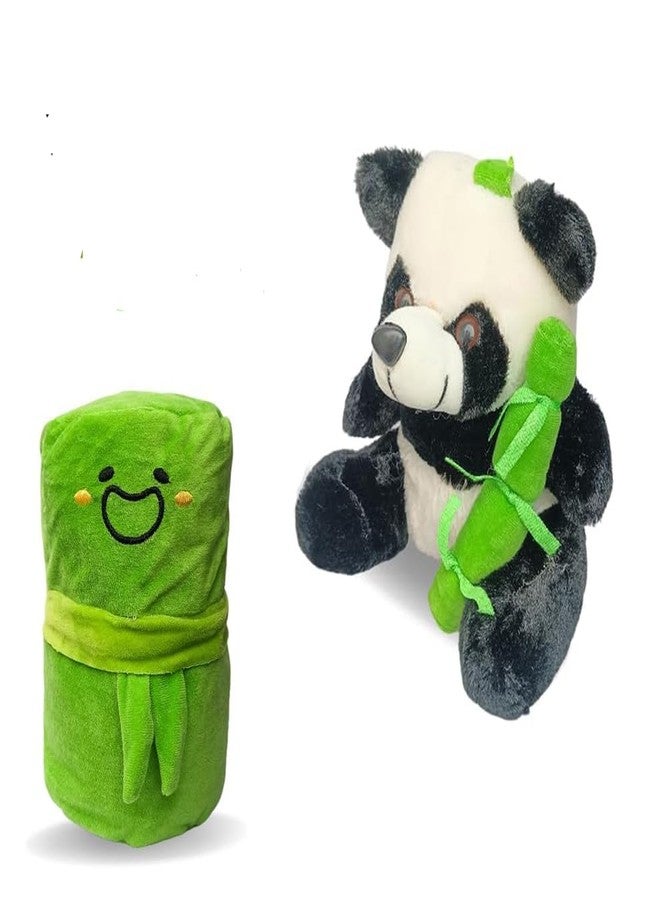 Synlark Funky Plushie Cute Soft Toy Bamboo Tube Panda Stuffed Animal Toy Birthday Gift (Green) - Image 1