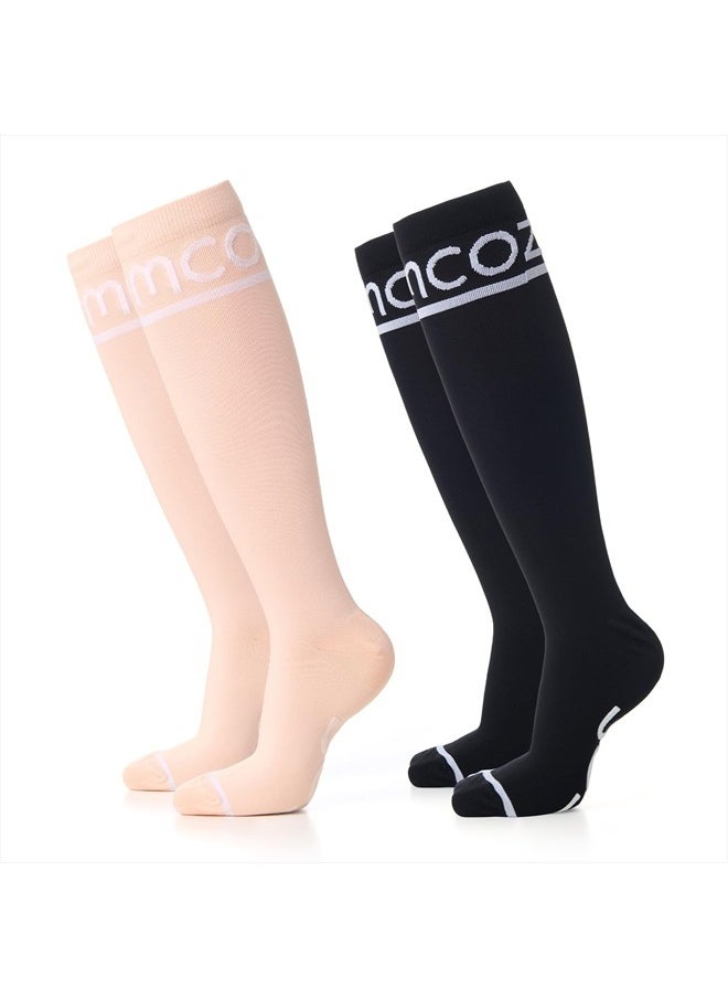 Momcozy Compression Socks for Women 15-20mmHg & 20-30mmHg | 2 Pairs, Graduated Compression for Circulation & Swelling  - Image 1