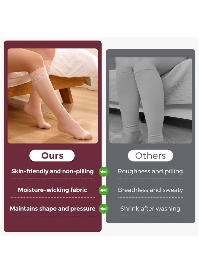 Momcozy Compression Socks for Women 15-20mmHg & 20-30mmHg | 2 Pairs, Graduated Compression for Circulation & Swelling  - Image 4