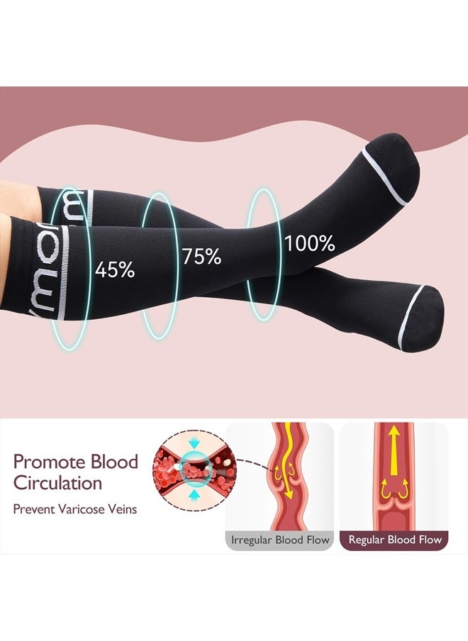 Momcozy Compression Socks for Women 15-20mmHg & 20-30mmHg | 2 Pairs, Graduated Compression for Circulation & Swelling  - Image 3