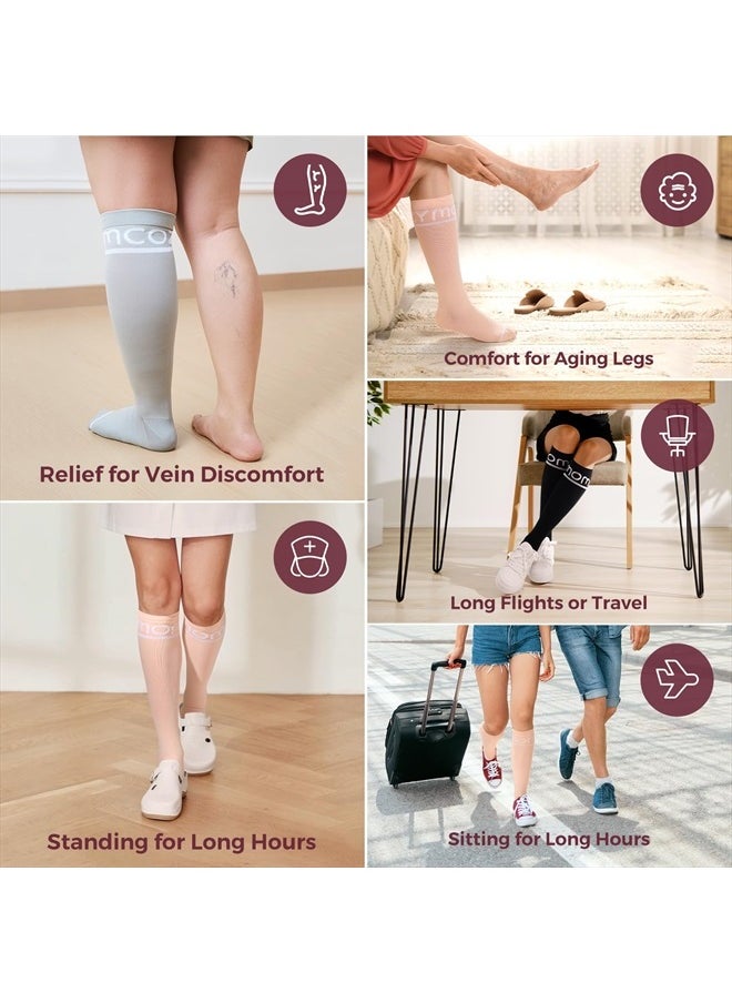 Momcozy Compression Socks for Women 15-20mmHg & 20-30mmHg | 2 Pairs, Graduated Compression for Circulation & Swelling  - Image 5
