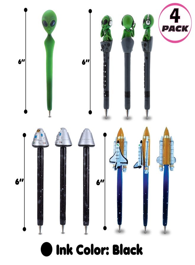 Planet Pens مجموعة أقلام بلانيت بينز الفضائية المبتكرة - أقلام حبر جاف للأطفال والكبار، مكوك فضائي، فضائي دي جي، قلم كتابة على شكل مركبة فضائية للمدرسة والمكتب - Image 2