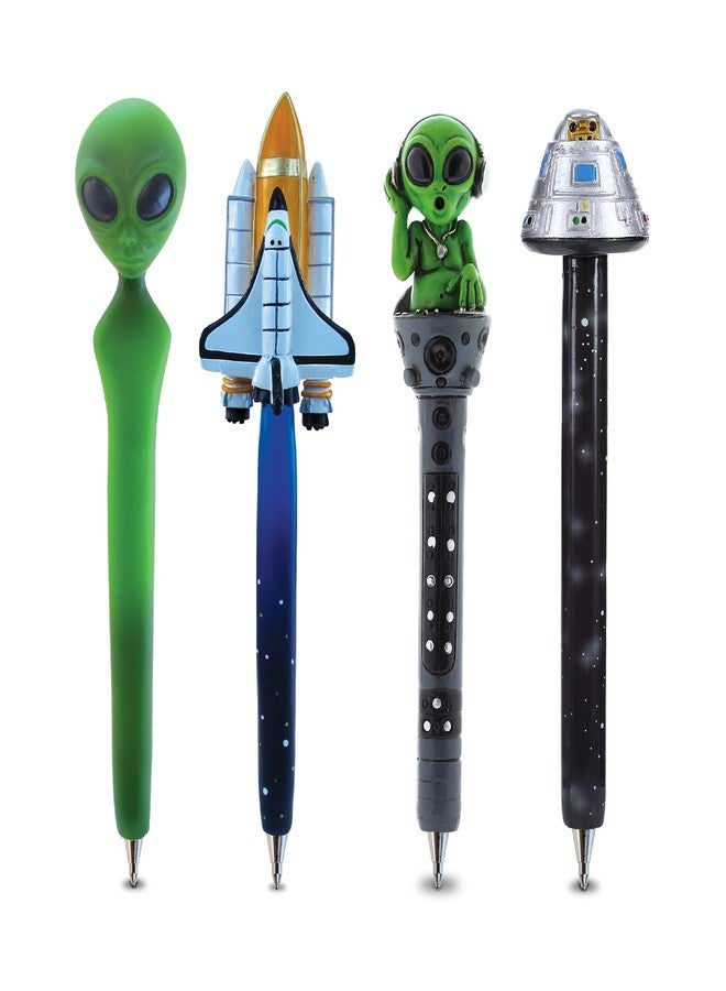 Planet Pens مجموعة أقلام بلانيت بينز الفضائية المبتكرة - أقلام حبر جاف للأطفال والكبار، مكوك فضائي، فضائي دي جي، قلم كتابة على شكل مركبة فضائية للمدرسة والمكتب - Image 1