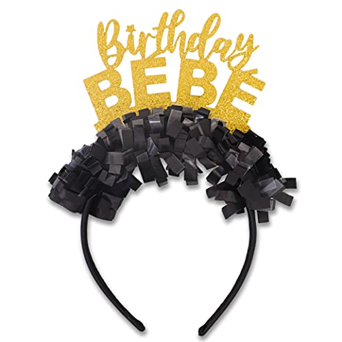 ZZDCMS Happy Birthday Bebe for Party Crown - Party Headband Birthday Tiara,Funny Glittering Colorful Tassel Paper Headgear,Birthday Gift For Girls or Women - Image 1