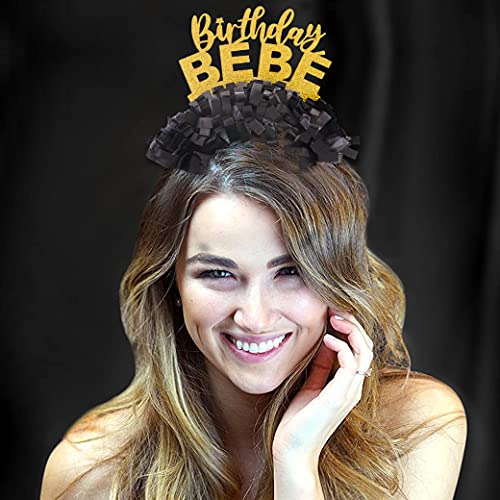ZZDCMS Happy Birthday Bebe for Party Crown - Party Headband Birthday Tiara,Funny Glittering Colorful Tassel Paper Headgear,Birthday Gift For Girls or Women - Image 4