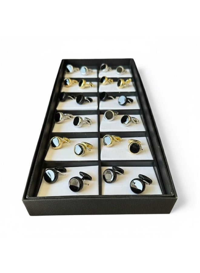 ركس طقم كبك رجالي فاخرة مجموعة متنوعة من الكف لينك بتصميم كلاسيكي و عصري مكونة من 12 زوج من الكبك 69843 - Image 1