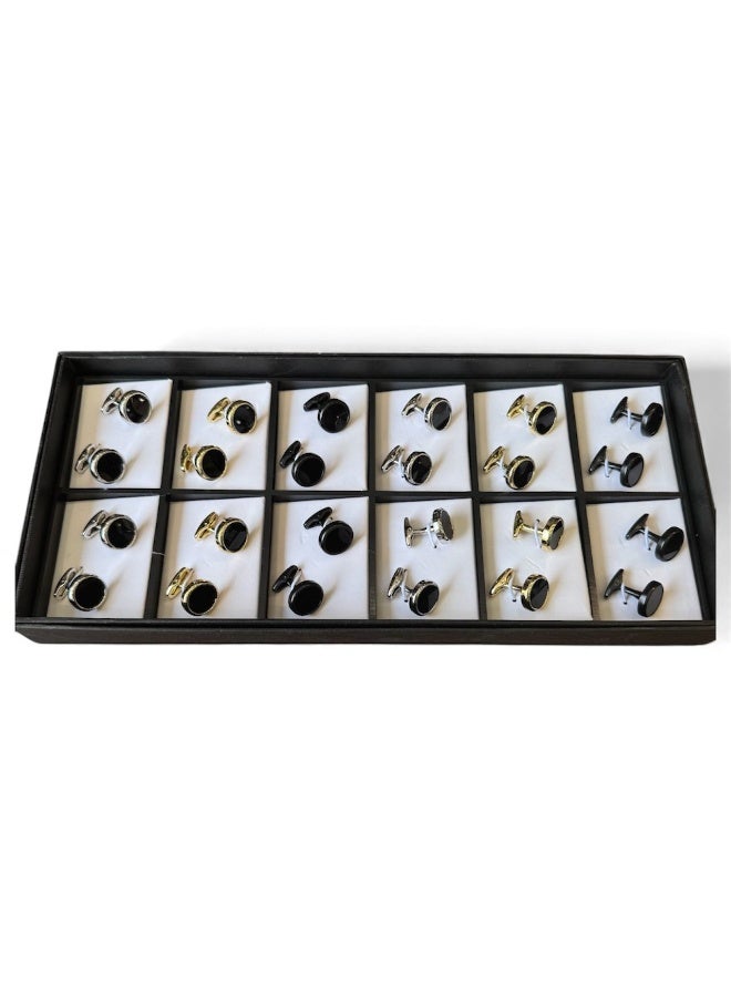 ركس طقم كبك رجالي فاخرة مجموعة متنوعة من الكف لينك بتصميم كلاسيكي و عصري مكونة من 12 زوج من الكبك 69843 - Image 2