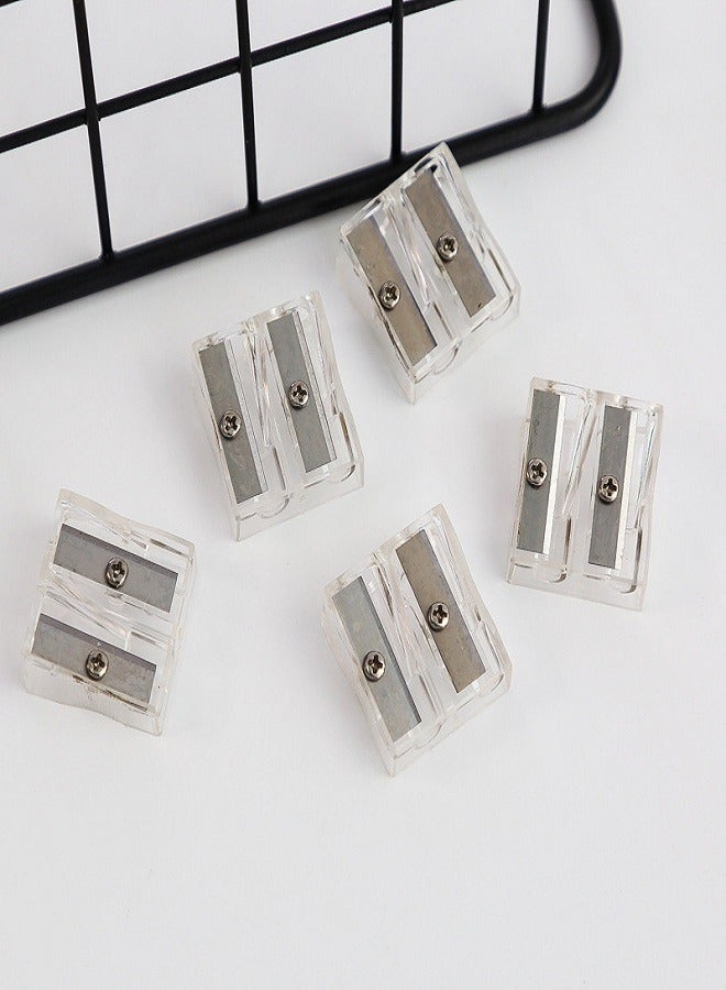 مبراة أقلام مزدوجة الثقوب شفافة - للطلاب والمكاتب بحاوية نشارة خشب - Image 2