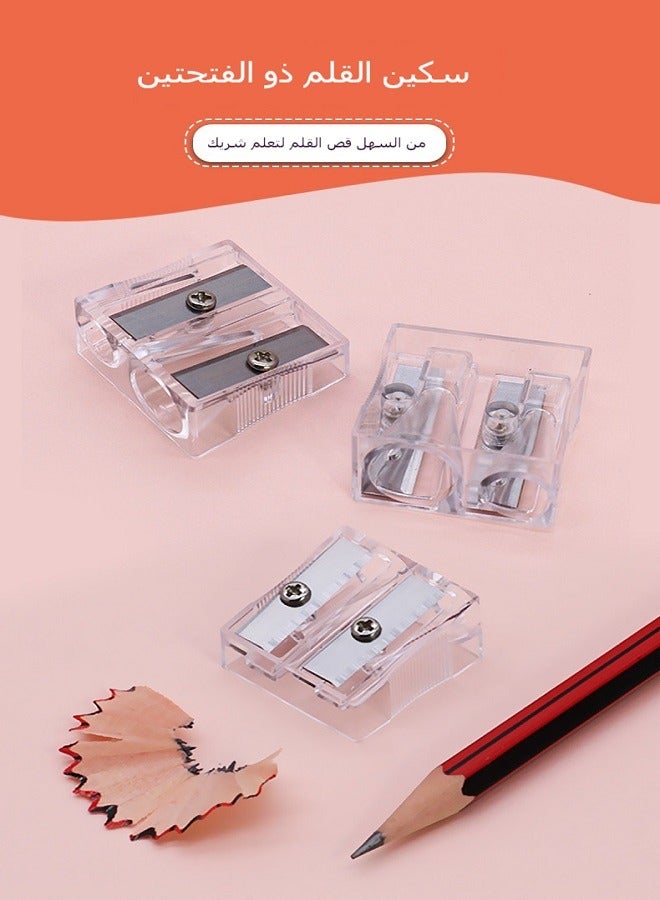 مبراة أقلام مزدوجة الثقوب شفافة - للطلاب والمكاتب بحاوية نشارة خشب - Image 3