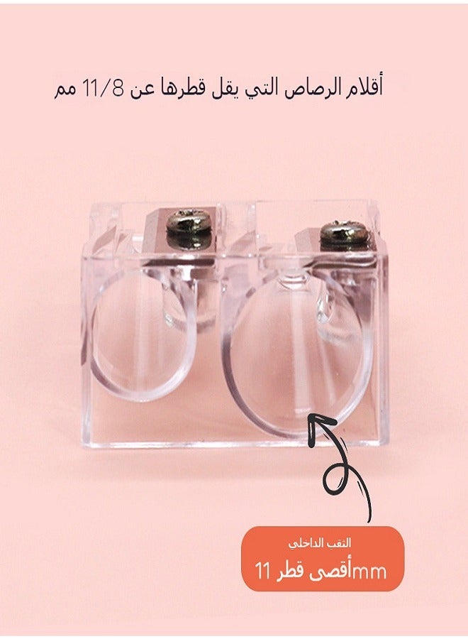 مبراة أقلام مزدوجة الثقوب شفافة - للطلاب والمكاتب بحاوية نشارة خشب - Image 4