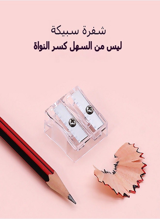 مبراة أقلام مزدوجة الثقوب شفافة - للطلاب والمكاتب بحاوية نشارة خشب - Image 5