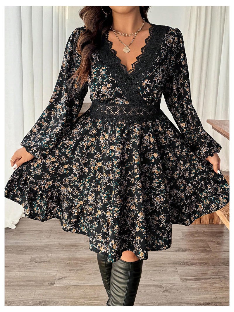 BEAUDRM Women's Plus Size Vintage Floral Dress Western Boho Western Cowgirl Outfits Country Summer Flowy Dresses Black 3X-Large Plus - Image 3