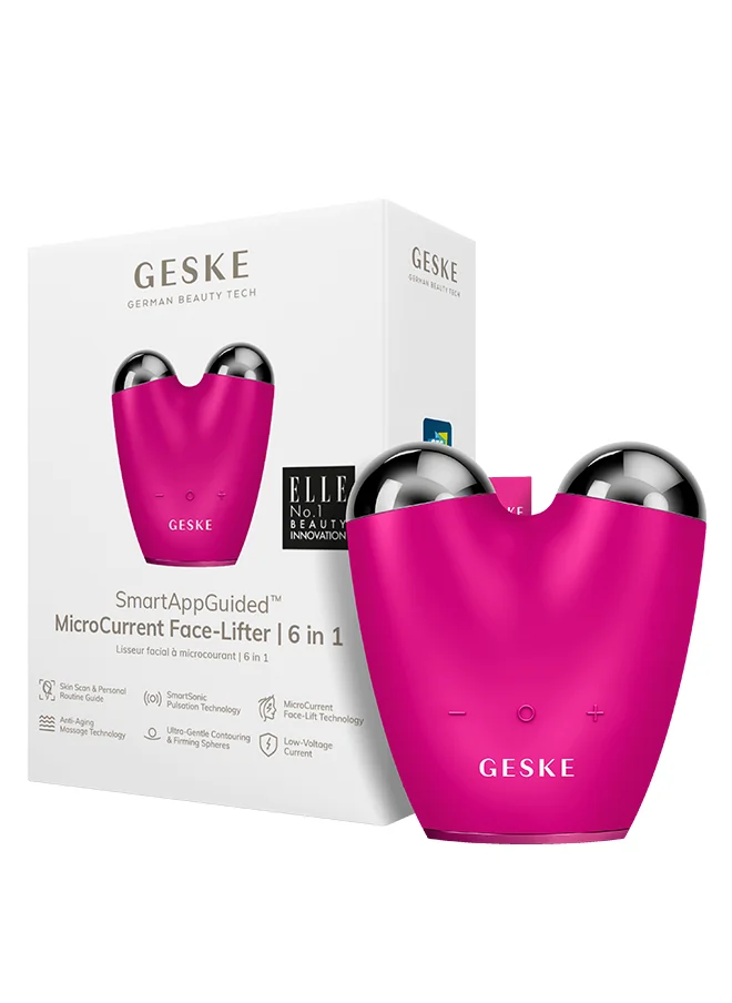 GESKE Smart App Guided Microcurrent Face Lifter | 6 In 1 | Anti-Aging Device | Instant Face Lift | Skincare Tool | Remove Wrinkles For Firm & Youthful Skin | Advanced Smoothing Facial Firmer