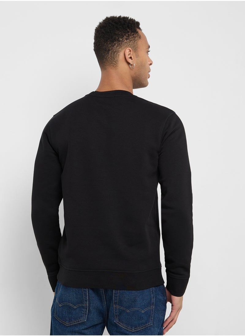 GUESS - Crew Neck Logo Detailed Sweatshirt - Image 1