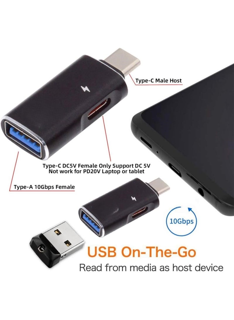 محول USB-C OTG، محول USB 3.0 إلى USB-C مع منفذ شحن DC 5V - Image 2