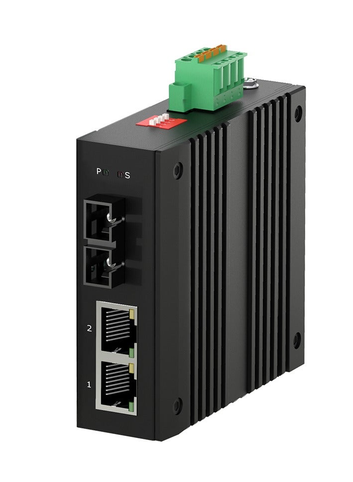 2*10/100/1000Base-T to 100/1000Base-X unmanaged Compact Industrial Media Converter, Fiber SC Connector, DC12-58V input, redundant dual power supply, Din-rail installation - Image 1